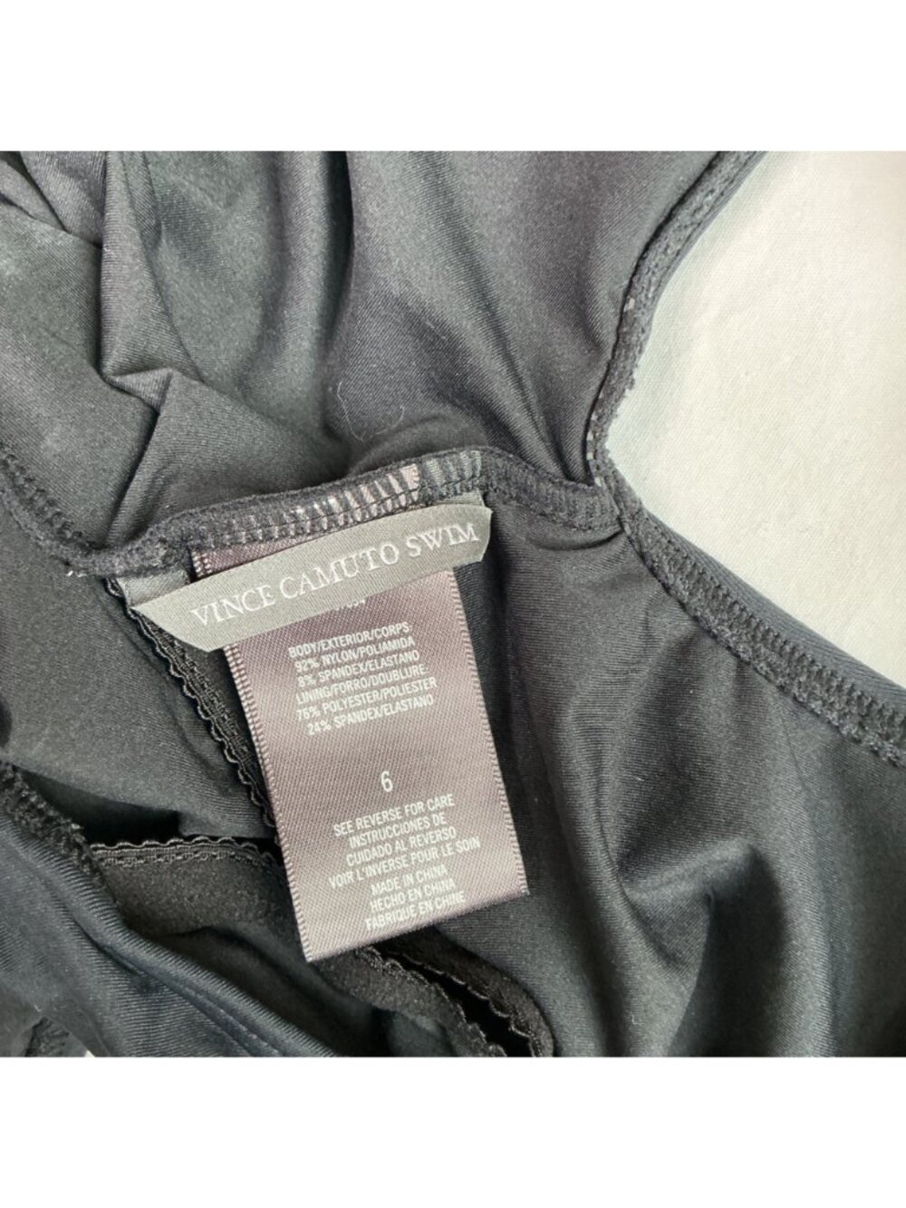 Vince Camuto Womens Black One-Piece Swimsuit With Ruched Front Size 6 - Picture 4 of 7